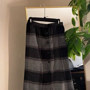 Vintage Plaid Black and Gray Women's Midi Skirt